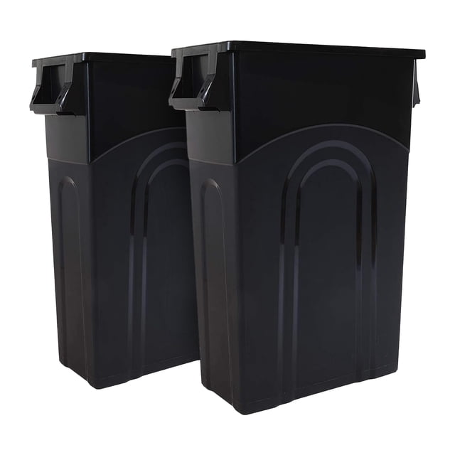 United Solutions 2 Pack 23 Gal Kitchen Trash Can Garbage Bin Highboy, Black