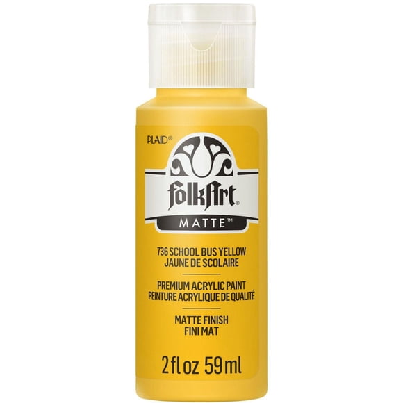 Folkart Matte Acrylic Craft Paint, 2 fl. oz., Schoolbus Yellow