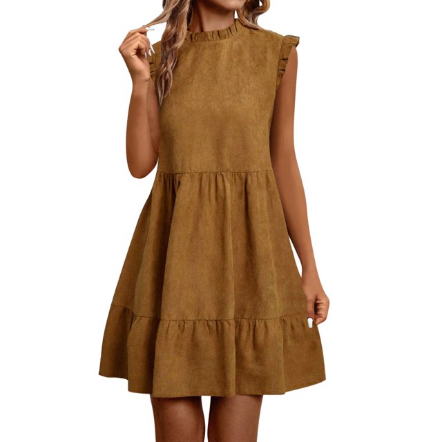Ovzne Robes Grande Taille pour Femmes aux Formes Robe Mode Femme Vacances Été Couleur Unie Col Rond Manches Courtes Fête Plage Robe Ample Robe Grande Taille Liquidation
