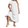 thumbnail image 2 of XiYing Robes d'Été pour Femmes, Robe Maxi Décontractée de Mode pour Femmes Grande Taille à Encolure Carrée avec Boutons, Bretelles, Dos Plissé et Détails de Buste,, 2 of 8