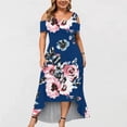 thumbnail image 2 of TopLLC Robes d'Été pour Femmes Grande Taille à Manches Courtes Robes Maxi à Fleurs Robe de Soirée à Épaules Dénudées avec Poches Robe Formelle Femme, 2 of 5