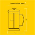 thumbnail image 4 of JoyJolt Fluted French Press Coffee and Tea Maker Set, 33.8oz Stainless Steel Press, Borosilicate Glass Coffee Press, Cold Brew Portable French Press, Tea Press, Large, clear, 4 of 8
