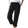 thumbnail image 2 of Mikilon Women Casual Solid Color Pockets Elastic Waist Comfortable Straight Pants, 2 of 5