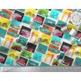 thumbnail image 3 of Soimoi Velvet Fabric Vehicles Patchwork Print Fabric by The Yard 58 Inch Wide, 3 of 3