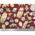 thumbnail image 2 of Soimoi Rayon Fabric Lemon Slice Jar,Cucumber & Ginger Vegetable Decor Fabric Printed Yard 56 Inch Wide, 2 of 3