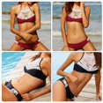thumbnail image 4 of Fashion Women's Lace Splicing Halter Padding Tank Bikini Set, Wine, 4 of 5