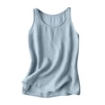 thumbnail image 3 of Yuyuzo Débardeurs pour Femmes en Coton et Lin Col Ras du Cou Camisoles Chemises Sans Manches Blouses Été Débardeur Basique, 3 of 4