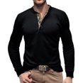thumbnail image 2 of RKSTN Mens Sweatshirt knit Beefy Muscle Basic Solid Pure Color Shirts Long Sleeve V Neck Blouse Tops with Buttons, 2 of 7