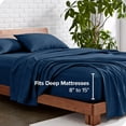 thumbnail image 3 of Bare Home Premium 1800 Collection 4-Piece Bed Sheet Set, Full-XL, Heathered Dark Blue, 3 of 7