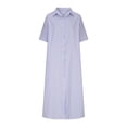 thumbnail image 4 of Jusqu'à 65 % de Rabais! Robes d'Été Mode pour Femmes 2024 Robe Grande Taille pour Col en V Robes d'Été Décontractées Poche Genou Manches Courtes avec Poches, 4 of 6