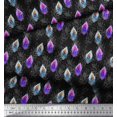 thumbnail image 3 of Soimoi Black Viscose Chiffon Fabric Peacock Feather Print Fabric by the Yard 42 Inch Wide, 3 of 3