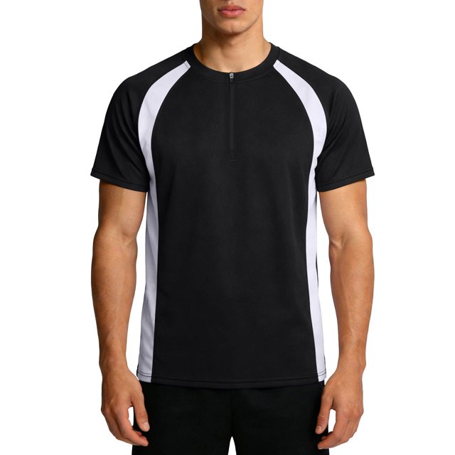 T-shirt à Manches Courtes pour Hommes Basketball Entraînement Course Mise en Forme Haut à Blocs de Couleur Polyester