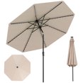 thumbnail image 1 of Costway Parasol de Patio Solaire de 10 Pi avec 96 Lumières DEL, Inclinaison Réglable à 35°, Toit Ventilé, Beige, 1 of 10
