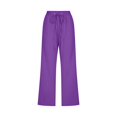 thumbnail image 5 of Women Comfortable High Waisted Wide Leg Pants Drawstring Elastic Trousers Comfy Straight Leg Long Pants With Pockets, 5 of 5