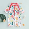thumbnail image 3 of Fortune Toddler Girls Rash Guard Swimsuit Short Sleeve Floral Print Ruffle Bathing Suit, 3 of 7