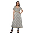thumbnail image 1 of Moomaya Longues Robes Tuniques en Coton Imprimé à Manches Courtes avec Fente avant pour Femmes, 1 of 6