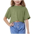 thumbnail image 1 of DecSea T-Shirts Courts d'Été pour Filles, Mode Enfants, Coupe Ample, Col Rond, Manches Courtes, T-Shirts Basiques, 1 of 8