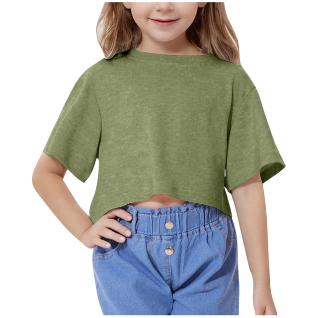 DecSea T-Shirts Courts d'Été pour Filles, Mode Enfants, Coupe Ample, Col Rond, Manches Courtes, T-Shirts Basiques