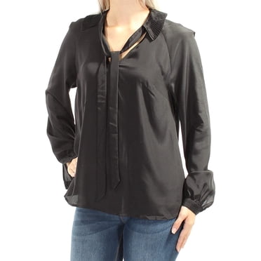 GUESS Haut Noir à Revers Noué au Cou pour Femmes Taille P