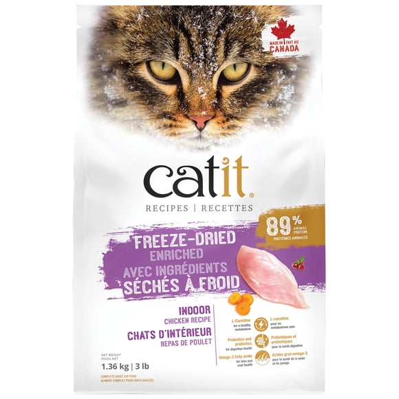 Nourriture Recettes Catit avec ingrédients séchés à froid pour chats d’intérieur, Repas de poulet, 1,36 kg (3 lb)