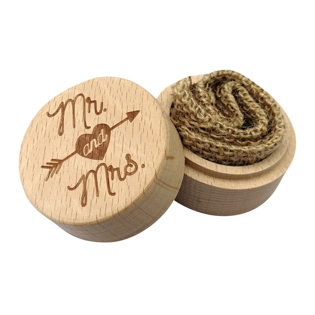 Langgg Rustic Wedding Wood Ring Holder Wedding Ring Bearer Box Engagement Engraving Wooden Rings Box