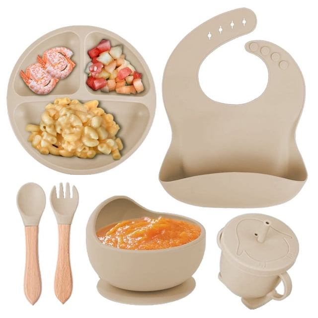 Children's complementary silicone plate baby complementary bowl smiley plate six-piece tableware set