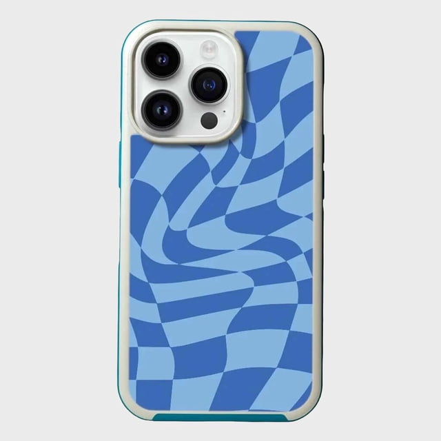 Caseco Étui à Motif Damier Tourbillon Bleu MagSafe pour iPhone 14 Pro Max