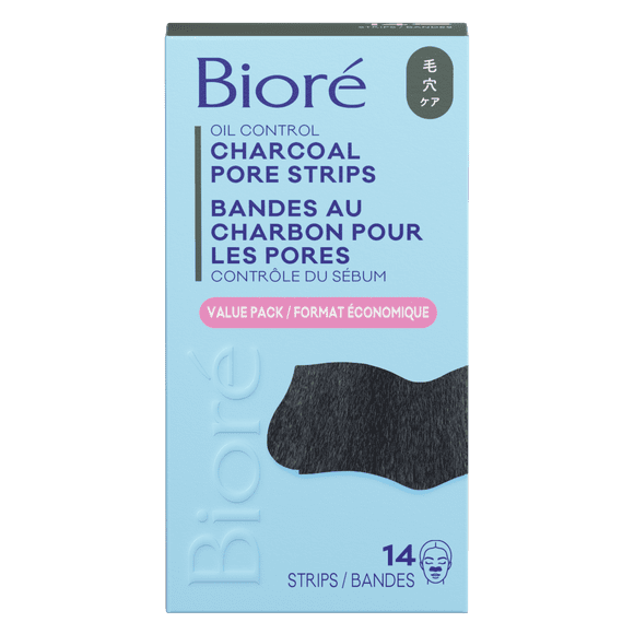 Bioré Deep Cleansing Charcoal Pore Strips Value Pack for Instant Pore Unclogging and Blackhead Removal, 8ct (Made in Japan)