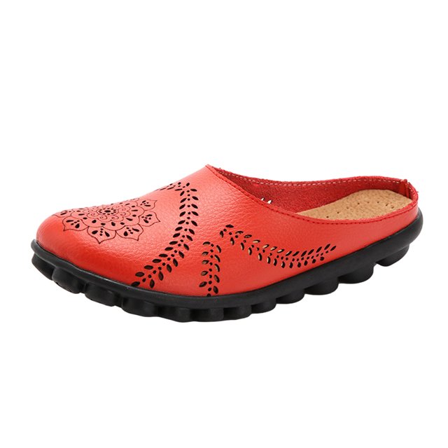 Chaussures pour Femmes Couleur Unie Rétro Ajourées Sculptées Talon Plat Mode Confortables Sandales Décontractées Pantoufles