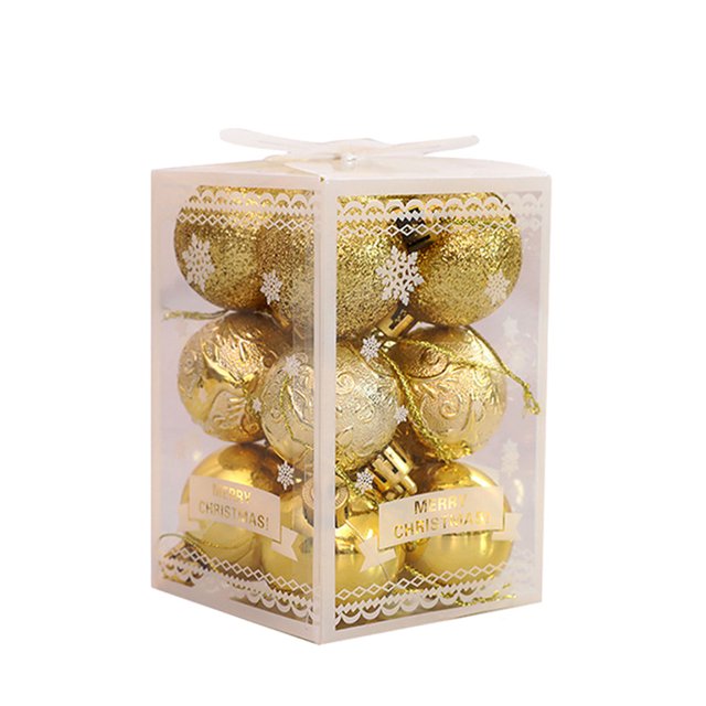 Becaristey 12pcs/set Easy To And Enought Quantity Glitter Baubles For Home Decor Wide Application Plastic gold 1Set