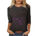 thumbnail image 2 of UPPADA Blouses pour Femmes Grande Taille à Manches 3/4, T-Shirts à Imprimé Floral Teintable, Chemises Décontractées Tendance à Col Rond, Chandails Confortables à Enfiler, Hauts Blouses Mignons d'Été, Chemises à Manches 3/4 pour Femmes, Économie, 2 of 5