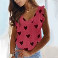 thumbnail image 3 of Pompotops Mode Femmes Casual Amour Impression Sans Manches Plissée Gilet Tops, 3 of 6