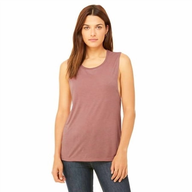 Bella Canvas Womens Flowy Scoop Blended Muscle Tank, S, Mauve