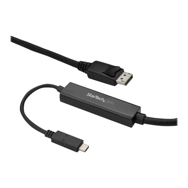 StarTech.com 9.8ft/3m USB C to DisplayPort 1.2 Cable 4K 60Hz, USB-C to DisplayPort Adapter Cable HBR2, USB Type-C DP Alt Mode to DP Monitor Video Cable, Compatible w/ Thunderbolt 3, Black - USB-C Male to DP Male (CDP2DPMM3MB) - External video adapter - STM32F072CBU6 - USB-C - DisplayPort - black