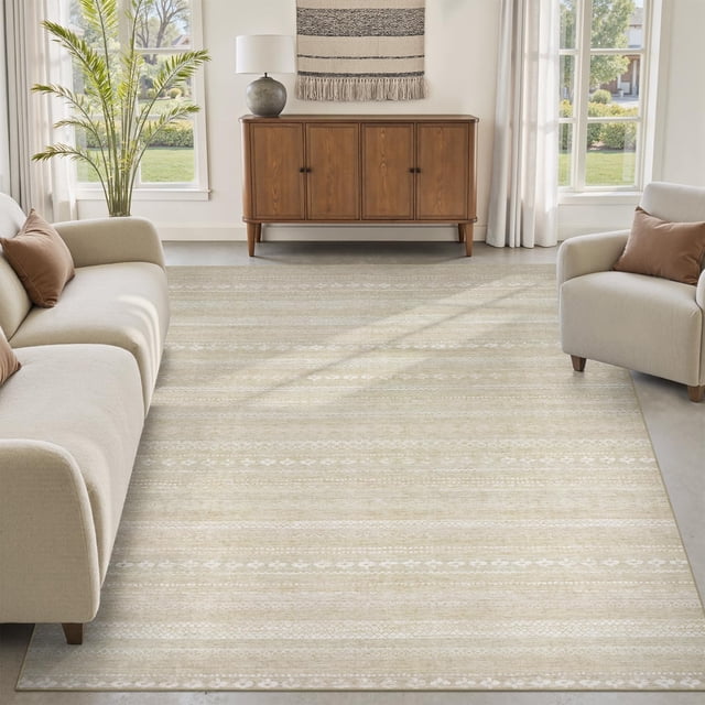 Boho Area Rug x Carpet Rugs for Living Room Bedroom Moroccan-Machine Washable Rugs for Bedroom Dining Room Living Room Rug Neutral Taupe