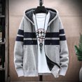 thumbnail image 1 of Qertyioot Cardigan à Capuche en Tricot à Manches Longues Décontracté Patchwork pour Hommes avec Fermeture Éclair, Veste Chandail, 1 of 7