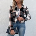 thumbnail image 2 of Yuyuzo Womens Cropped Plaid Shacket Button down Short Flannel Shirt Jacket Coat Outwear with Pockets, 2 of 5