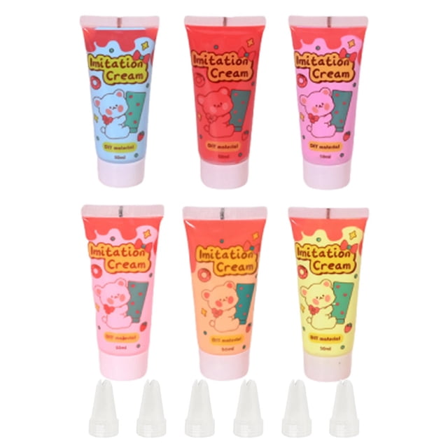 6 Pieces Simulation Whipped Cream Glue Set Hair Accessories Cream Clay Glues Style B