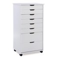 thumbnail image 1 of Linon Callie Eight Drawer Rolling Storage Cart in White Wash Wood, 1 of 15