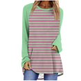 thumbnail image 1 of T-shirts pour Femmes Femmes Chandail à Rayures Surdimensionné Manches Raglan Longues Col Rond Chandail à Enfiler Chemises 2024 Automne Chandail à Enfiler Tunique Ample Hauts S-109 Rose Vif-A TTG, 1 of 5