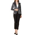 thumbnail image 2 of INSPIRE CHIC Women's Halloween Velvet Blazer Solid Color Shawl Collar One Button Wear-to-Work Suit Jacket Gray XL, 2 of 7
