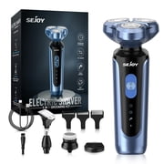 Toytexx Electric Shaver 5-in-1 Grooming Kit for Men – Rechargeable Rotary Razor with Beard Trimmer, Nose Hair Trimmer, Facial Brush, IPX7 Waterproof Wet & Dry Shaving