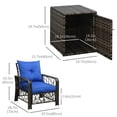 thumbnail image 3 of Outsunny 3 Pieces Wicker Patio Furniture Set, Rattan Bistro Set with Storage Coffee Table and Thickened Cushions, Outdoor Conversation Set for Garden, Porch, Balcony, Blue, 3 of 10