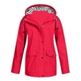 thumbnail image 1 of YUTK Manteau de Pluie pour Femmes Imperméable avec Capuchon, Manteau de Pluie Uni pour Femmes Manteau de Pluie d'Extérieur à Capuchon Coupe-Vent Haut (Rouge, P), 1 of 5