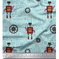 thumbnail image 1 of Soimoi Green Velvet Fabric Cartoon Machine & Gear Parts Hardware Print Fabric by Yard 58 Inch Wide, 1 of 3