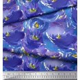thumbnail image 3 of Soimoi Blue Poly Georgette Fabric Flower Watercolor Fabric Prints by Yard 42 Inch Wide, 3 of 3
