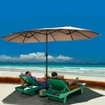 thumbnail image 3 of Gymax Parasol de Patio Double 15 Pieds, Parasol de Marché Extérieur Double Face avec Manivelle, Beige, 3 of 10