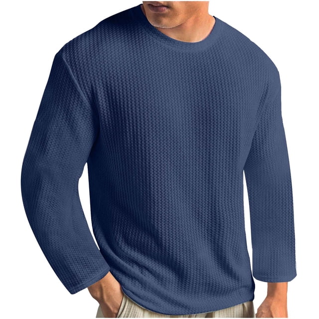 RXIRUCGD T-shirt Tricoté d'Été Uni à Col Rond à Manches Courtes pour Homme, Bleu Foncé, Taille : 4TG