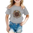 thumbnail image 2 of PMVFHDE T-Shirt Graphique pour Enfants à Imprimé Tournesol, Col Rond, Manches Courtes, Haut Décontracté, Tee pour Fille, 2-Gris, 2-3 Ans, 2 of 4