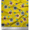 thumbnail image 1 of Soimoi Yellow Cotton Duck Fabric Leaves & Flower Floral Print Sewing Fabric Yard 56 Inch Wide, 1 of 3